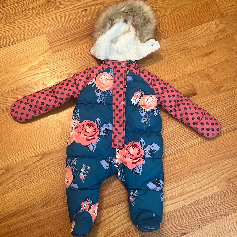 Matilda Jane Rosy Cheeks Floral Footed Snowsuit Size 0-3 Months